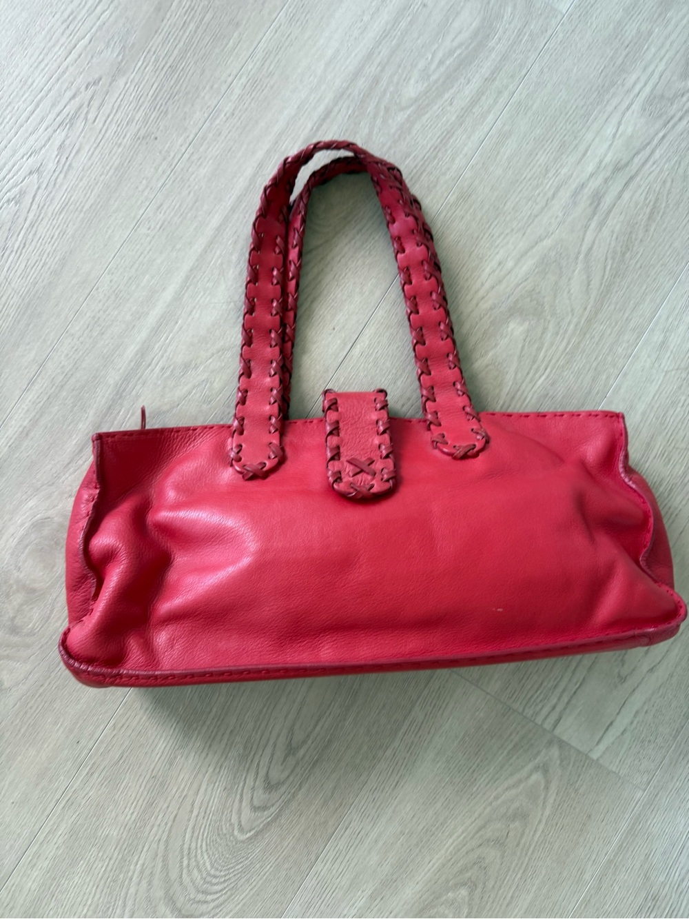 Red Leather Top-Handle Women's Tote